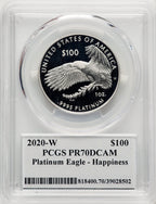 2020-W $100 One Ounce Platinum Eagle Happiness PRDC PCGS PR70