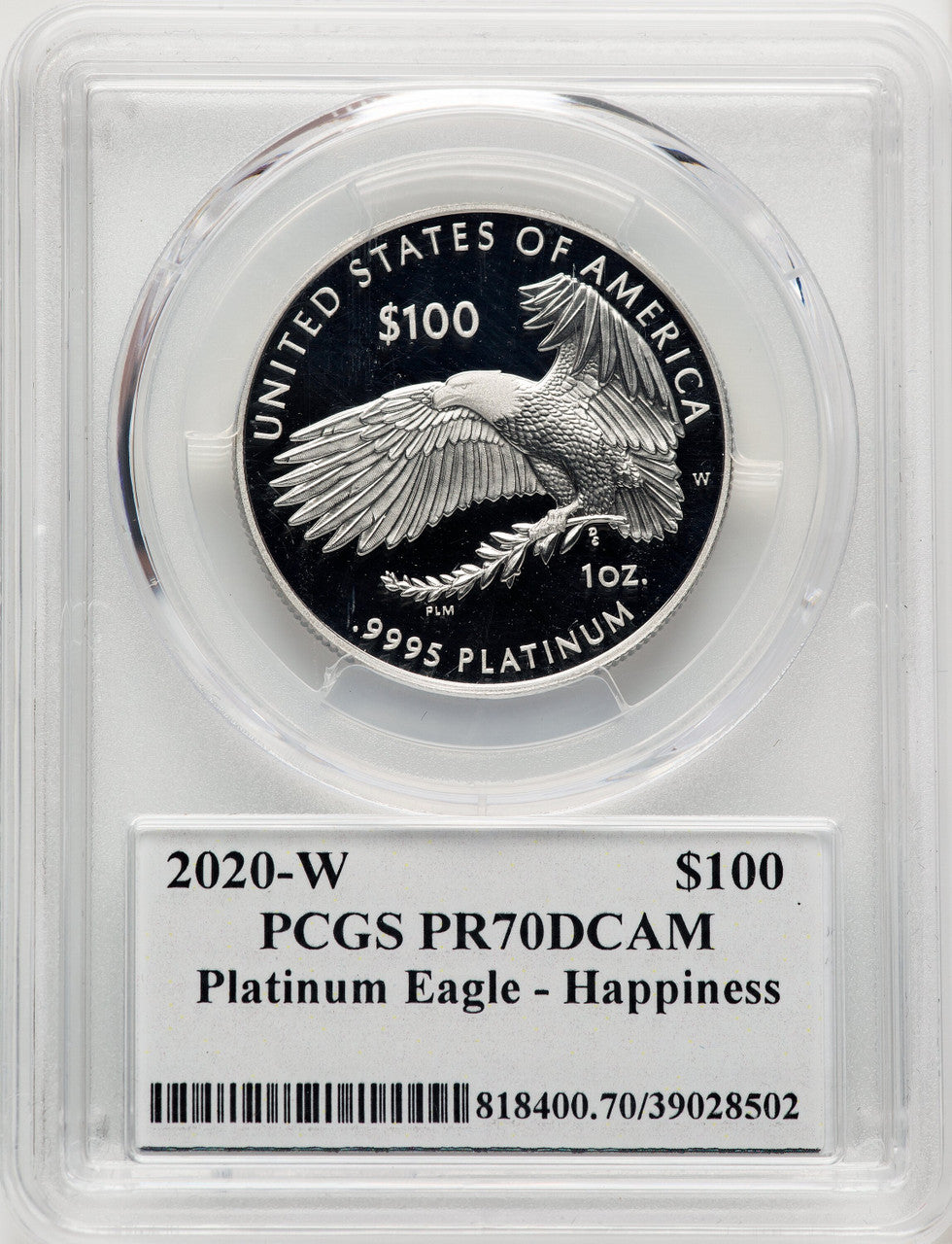 2020-W $100 One Ounce Platinum Eagle Happiness PRDC PCGS PR70