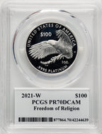 2021-W $100 One-Ounce Platinum Eagle Freedom of Religion PCGS PR70