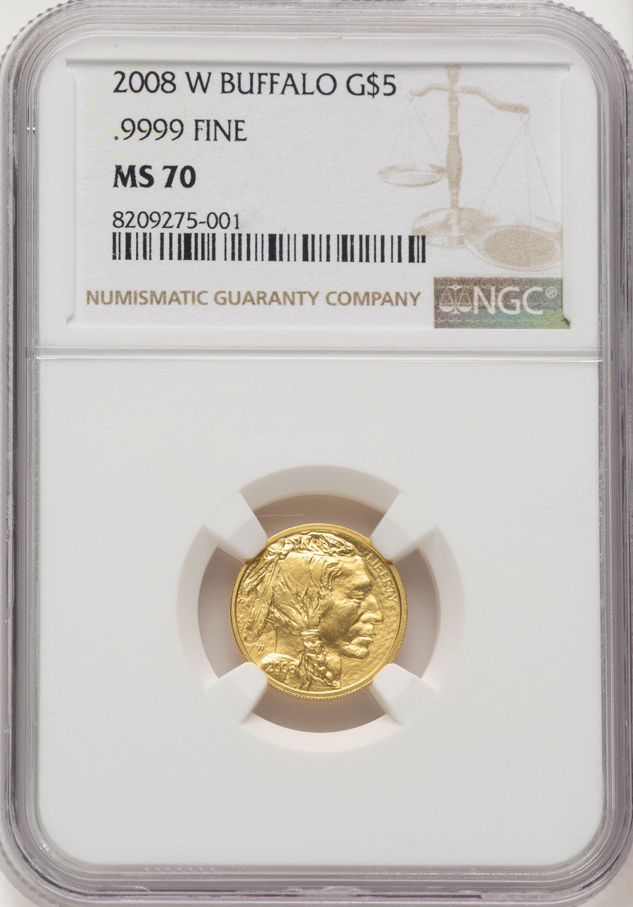 2008-W Burnished Gold Buffalo 1.85 oz 1.85 oz Brown Label NGC MS70