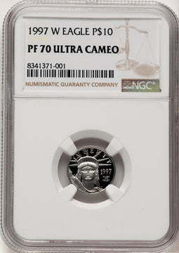 1997-W $10 Tenth-Ounce Platinum Brown Label NGC PF70 (768384087)