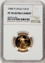 1988-P $10 Quarter-Ounce Gold Eagle Brown Label NGC PF70 (775677005)