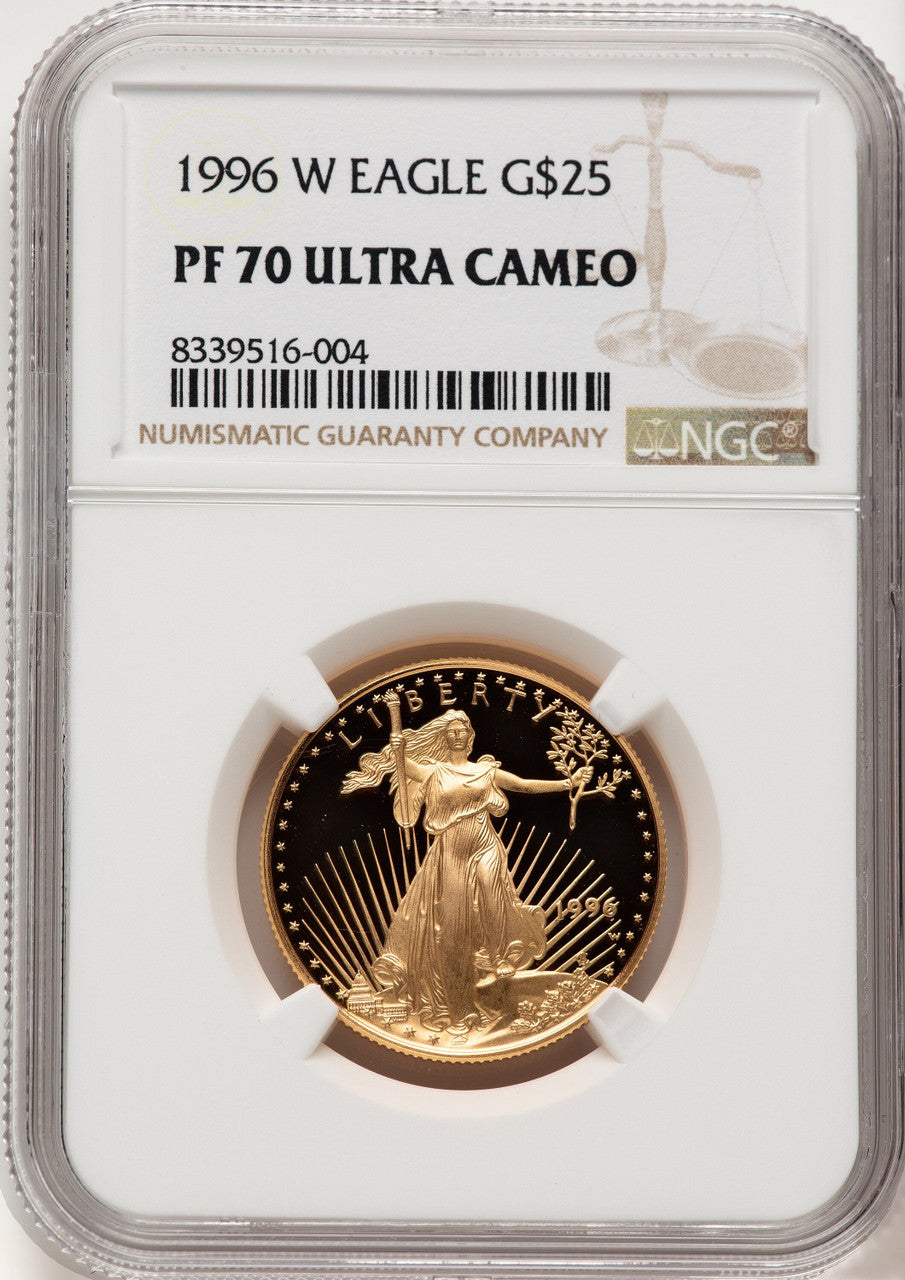 1996-W $25 Half-Ounce Gold Eagle Brown Label NGC PF70