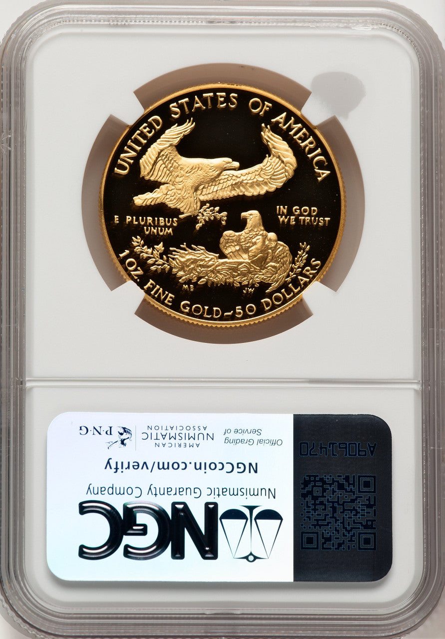 1988-W $50 One-Ounce Gold Eagle Brown Label NGC PF70 (775587008)