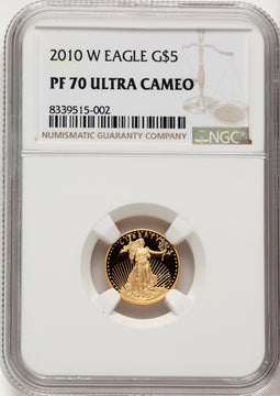 2010-W Gold American Eagle 4-Coin Set Brown Label NGC PF70