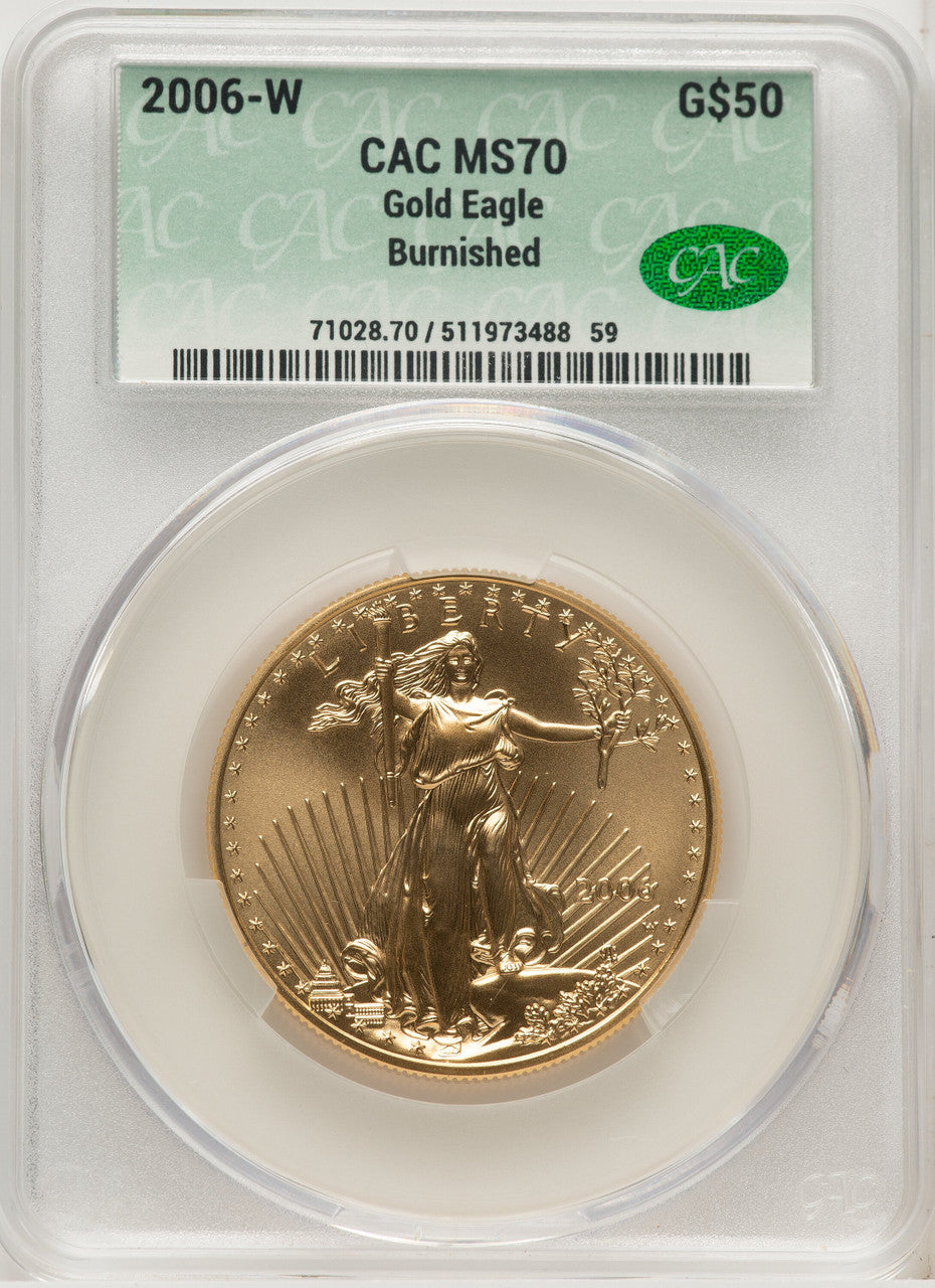 2006-W $50 One-Ounce Gold Eagle 20th Anniversary CACG SP70