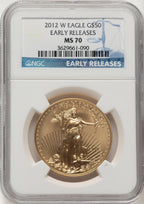 2012-W $50 One Ounce Gold Eagle First Strike ER Blue NGC MS70 (776229005)