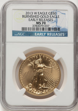 2013-W $50 One-Ounce Gold Eagle First Strike ER Blue NGC MS70 (776229013)