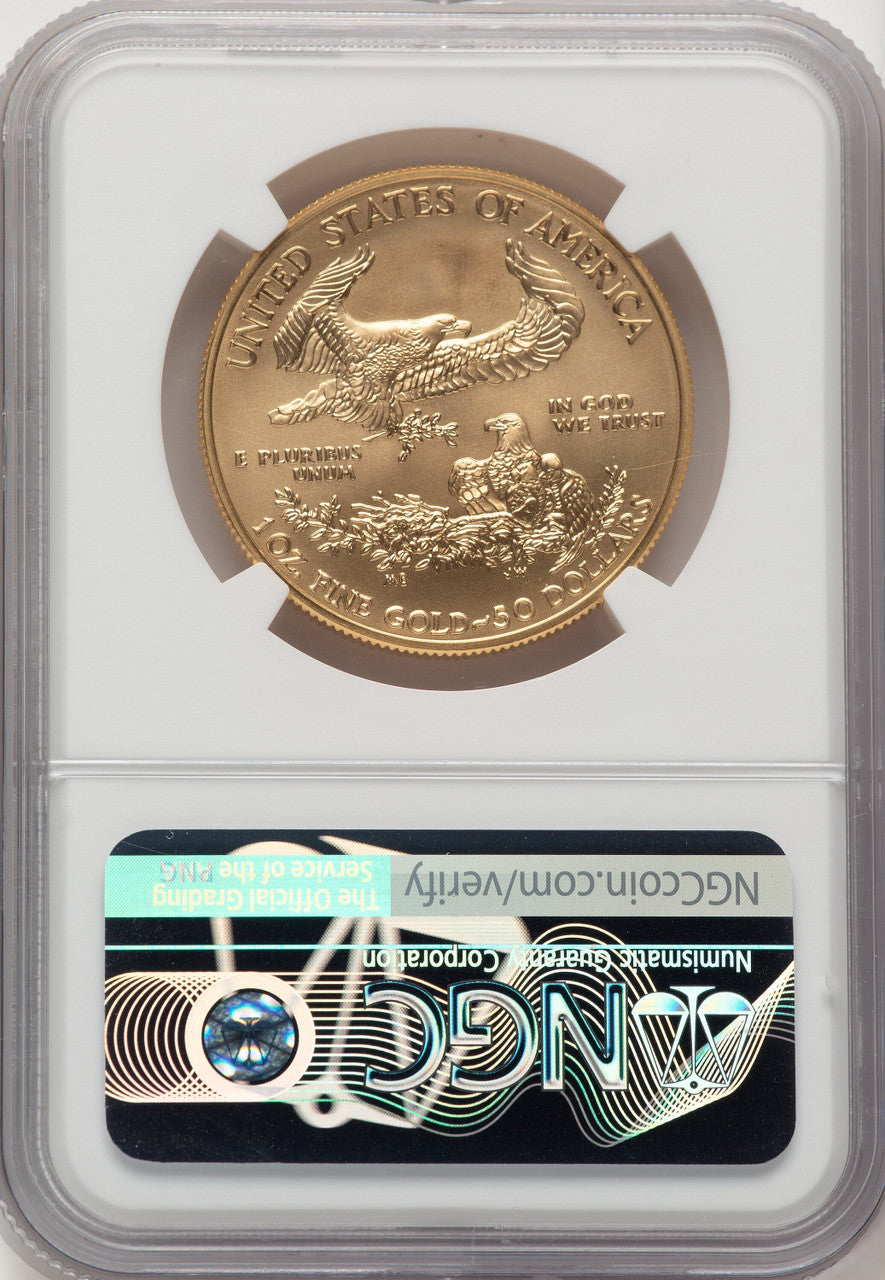 2019-W $50 One-Ounce Gold Eagle FDI Kenneth Bressett Red Book NGC MS70