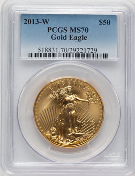 2013-W $50 One-Ounce Gold Eagle Blue Gradient PCGS SP70