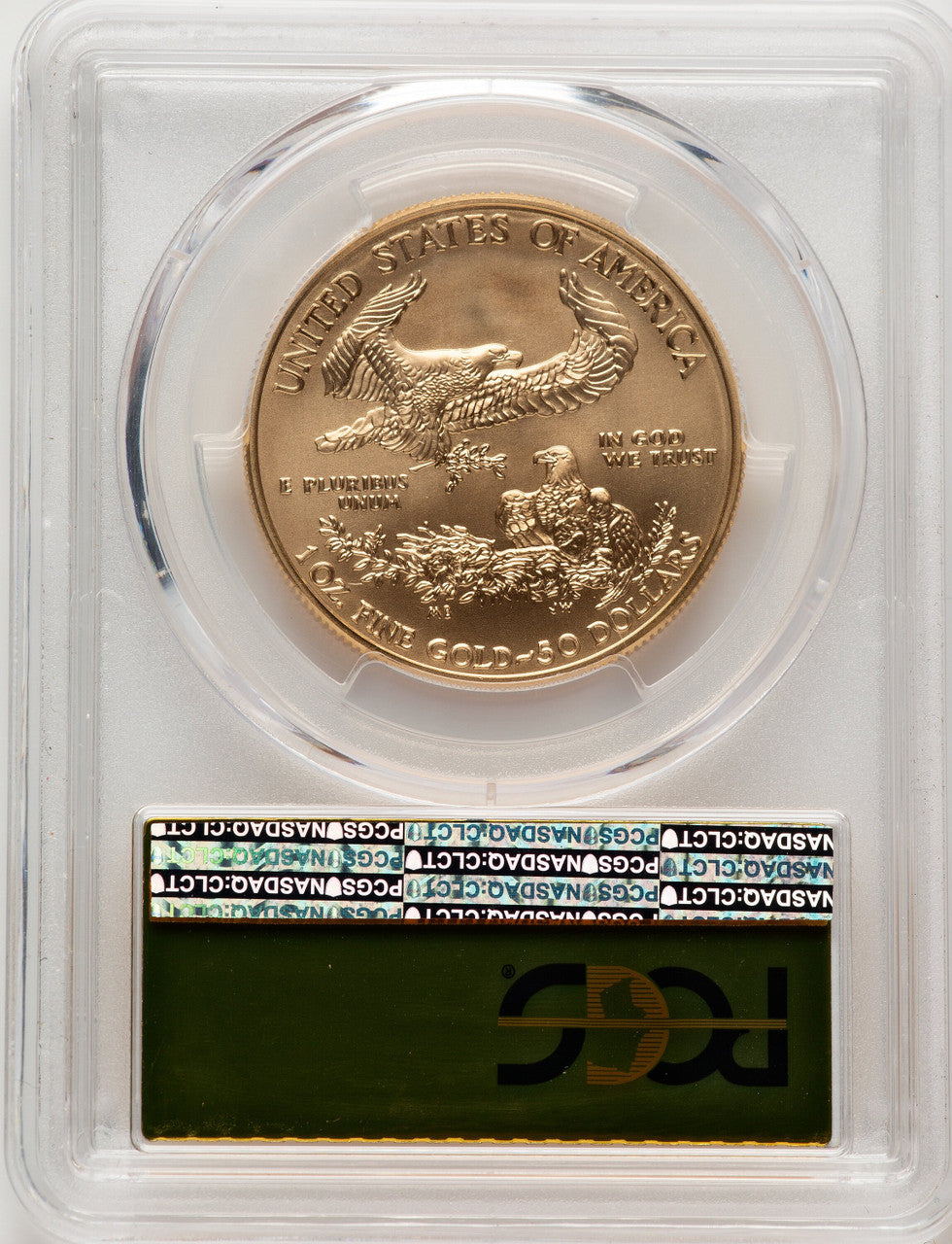2019-W $50 One-Ounce Gold Eagle Burnished FDI Philadelphia Gold Foil PCGS SP70