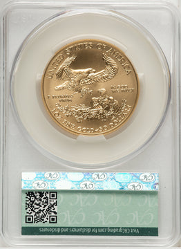 2018-W G$50 One Ounce Burnished Gold Eagle First Day Of Delivery CACG SP70