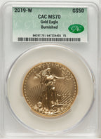 2019-W $50 One-Ounce Gold Eagle Burnished CACG SP70