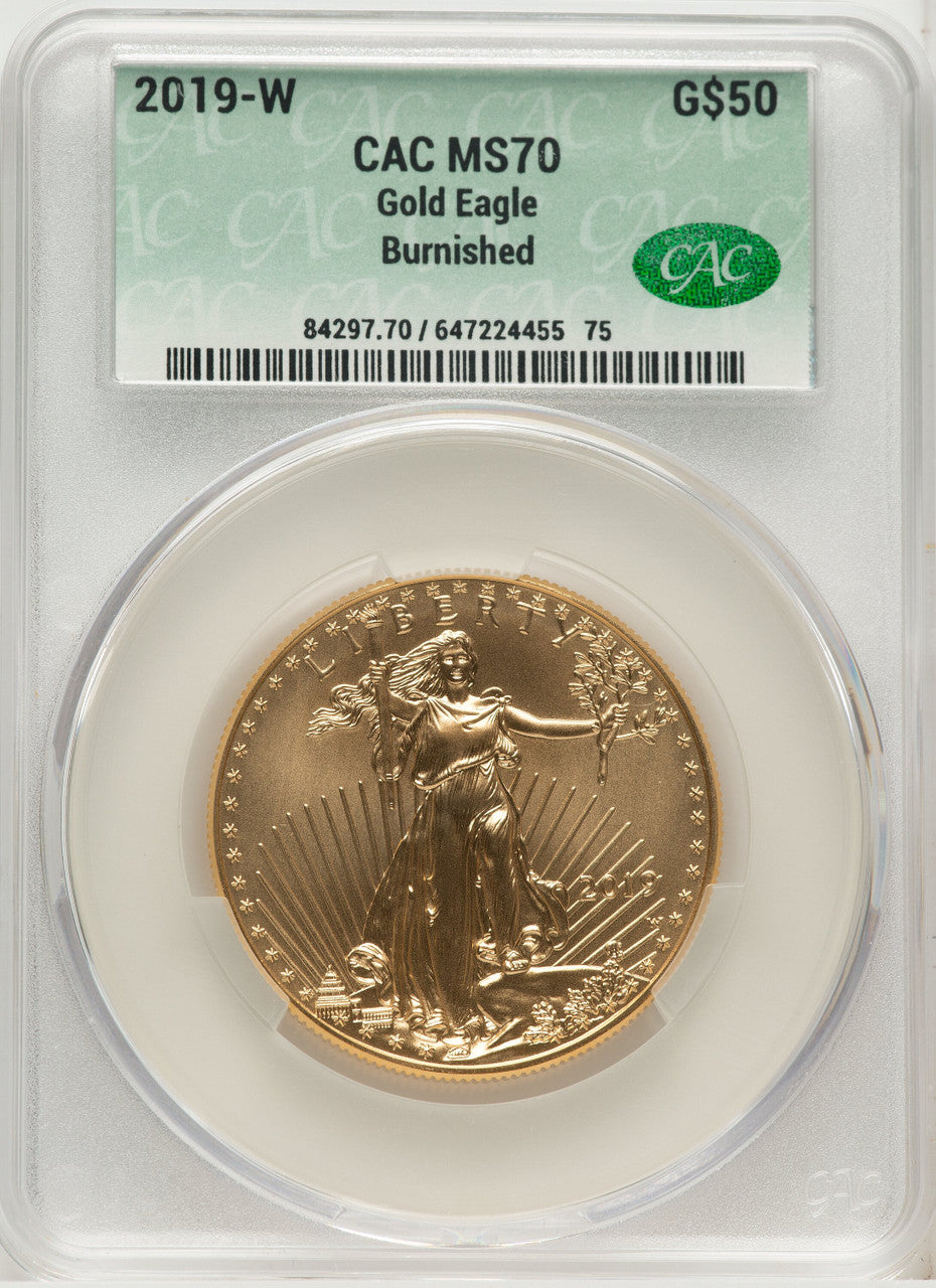 2019-W $50 One-Ounce Gold Eagle Burnished CACG SP70