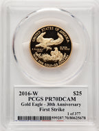 2016-W $25 Half-Ounce Gold Eagle 30th Anniversary First Strike Moy Signature FS PCGS PR70 Ed Moy