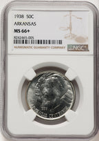 1938 50C Arkansas Commemorative Silver NGC MS66+
