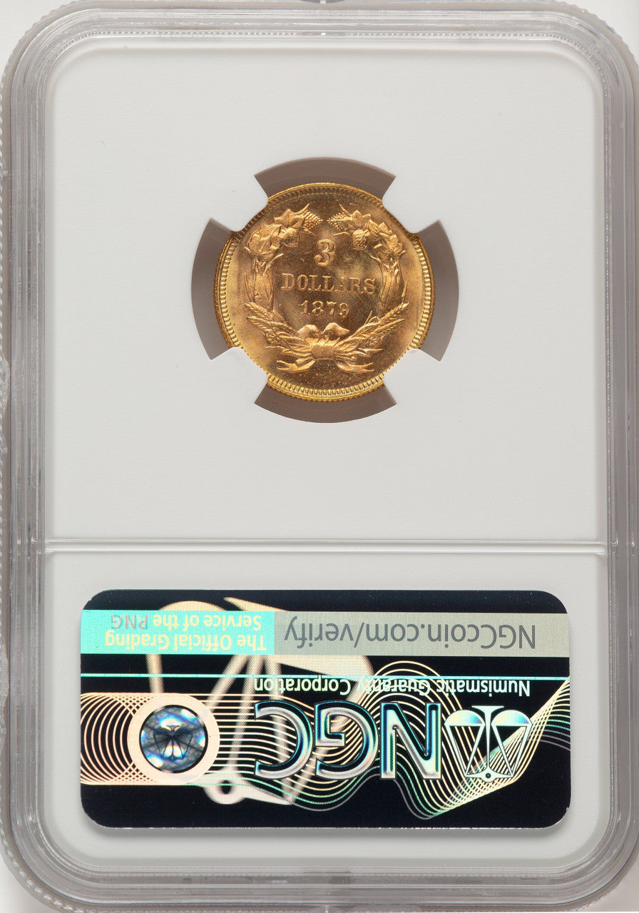 1879 $3 Brown Label Three Dollar Gold Pieces NGC MS66