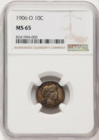 1906-O 10C Barber Dime NGC MS65