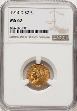 1914-D $2.50 Indian Quarter Eagle NGC MS62 (506841023)