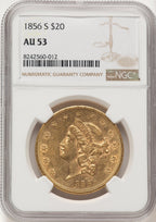 1856-S $20 Liberty Double Eagle NGC AU53
