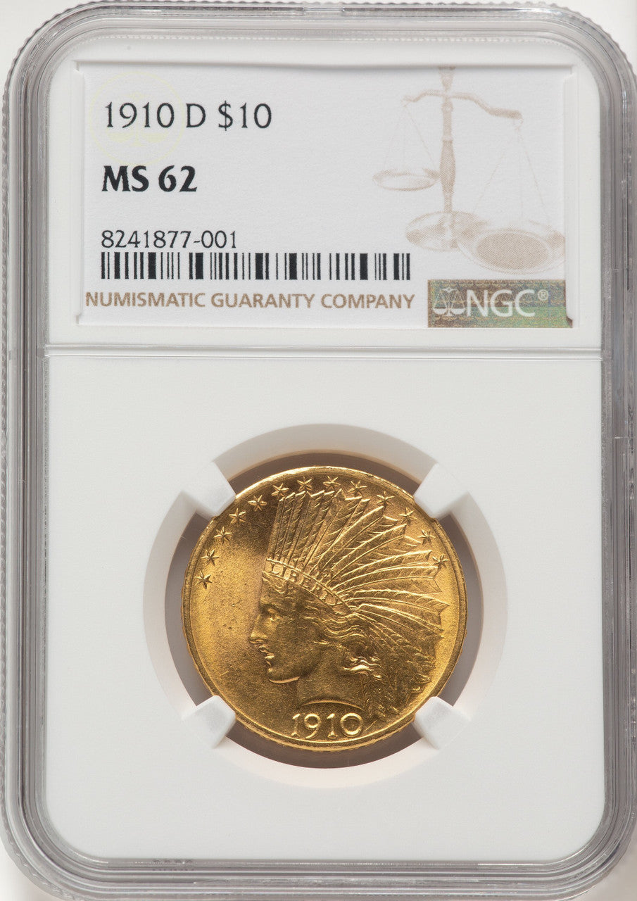 1910-D $10 Indian Eagle NGC MS62 (506816001)