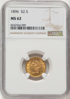 1896 $2.50 Liberty Quarter Eagle NGC MS62