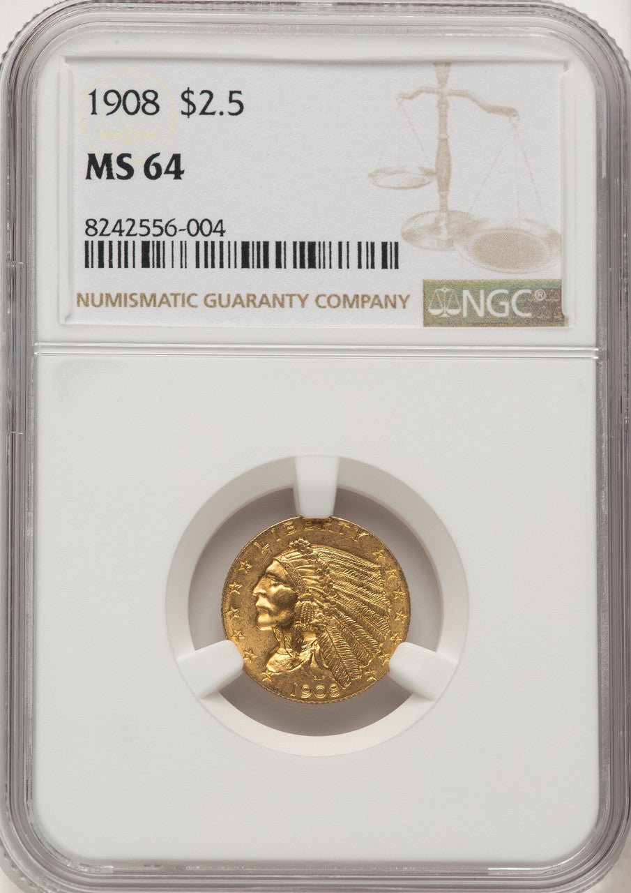 1908 $2.50 Indian Quarter Eagle NGC MS64 (774883016)