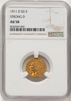 1911-D $2.50 Indian Quarter Eagle NGC AU58