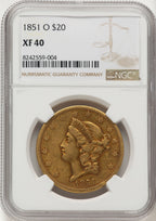 1851-O $20 Liberty Double Eagle NGC XF40 (520706031)