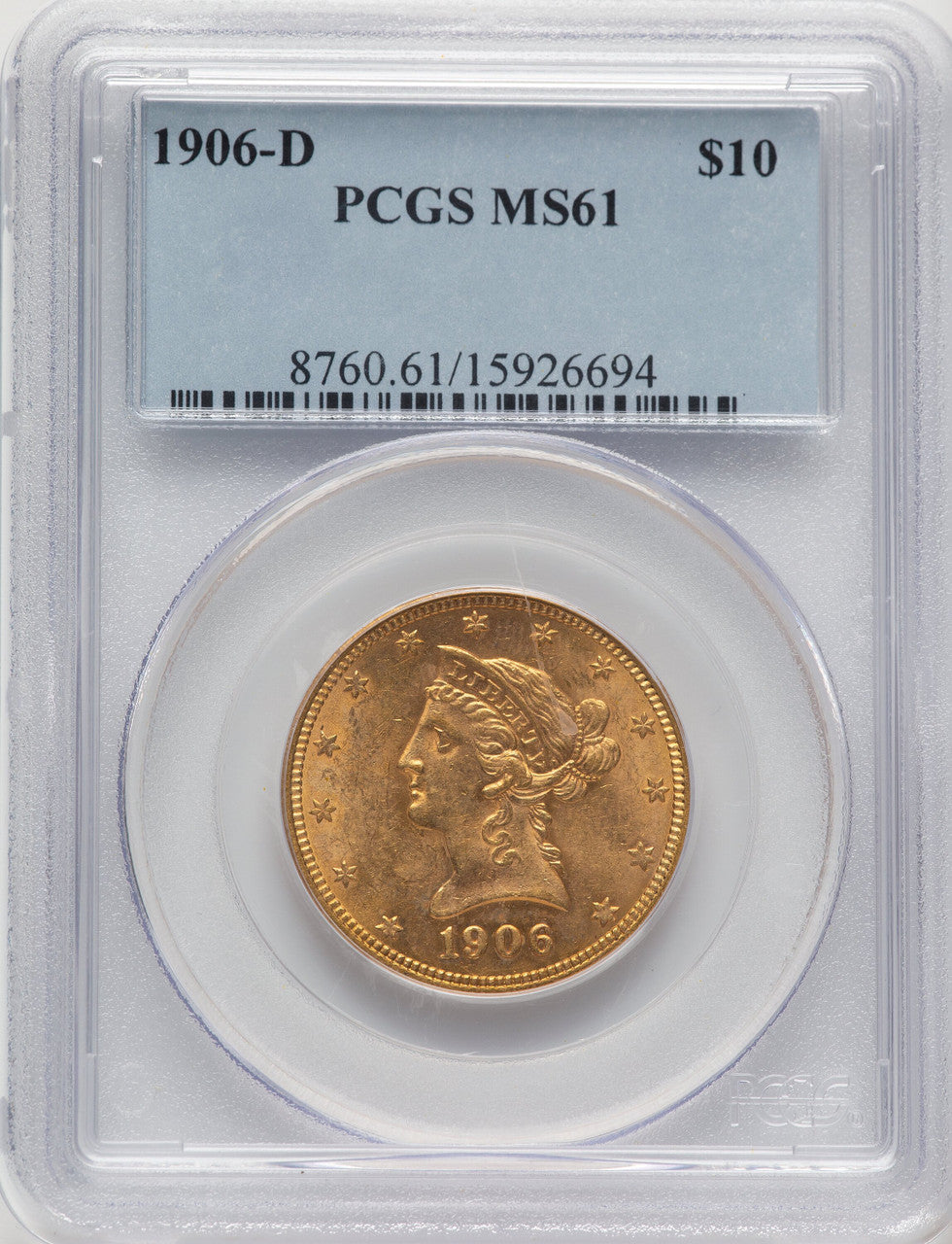 1906-D $10 Liberty Eagle PCGS MS61