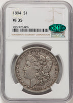1894 CAC Morgan Dollar NGC VF35