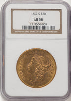 1857-S $20 Liberty Double Eagle NGC AU58 (520884024)