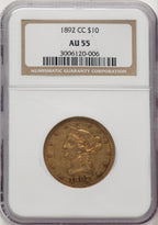 1892-CC $10 Liberty Eagle NGC AU55 (520884027)