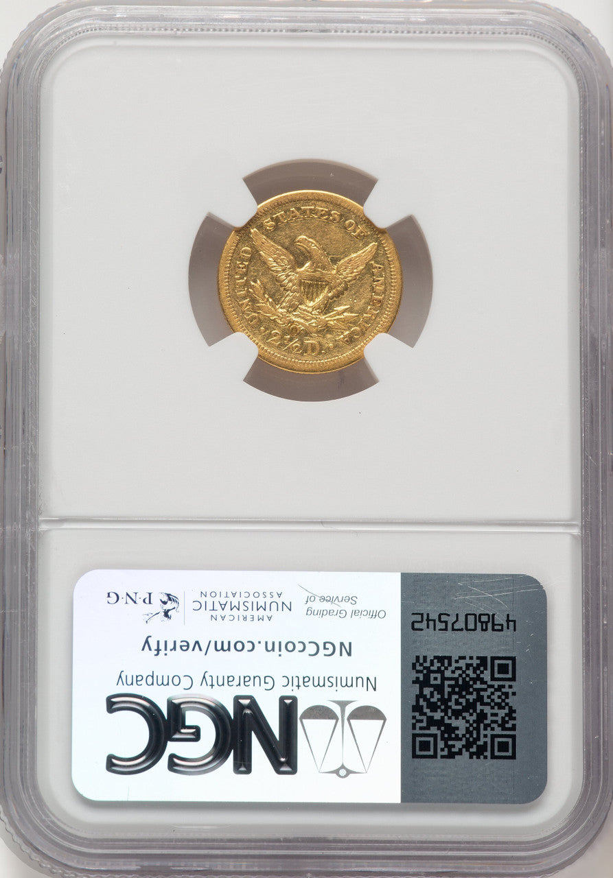 1854-O $2.50 Brown Label Liberty Quarter Eagle NGC AU50
