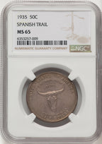 1935 50C Spanish Trail Brown Label Commemorative Silver NGC MS65