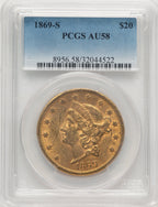 1869-S $20 Liberty Double Eagle PCGS AU58 (520884030)