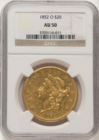 1852-O $20 Liberty Double Eagle NGC AU50