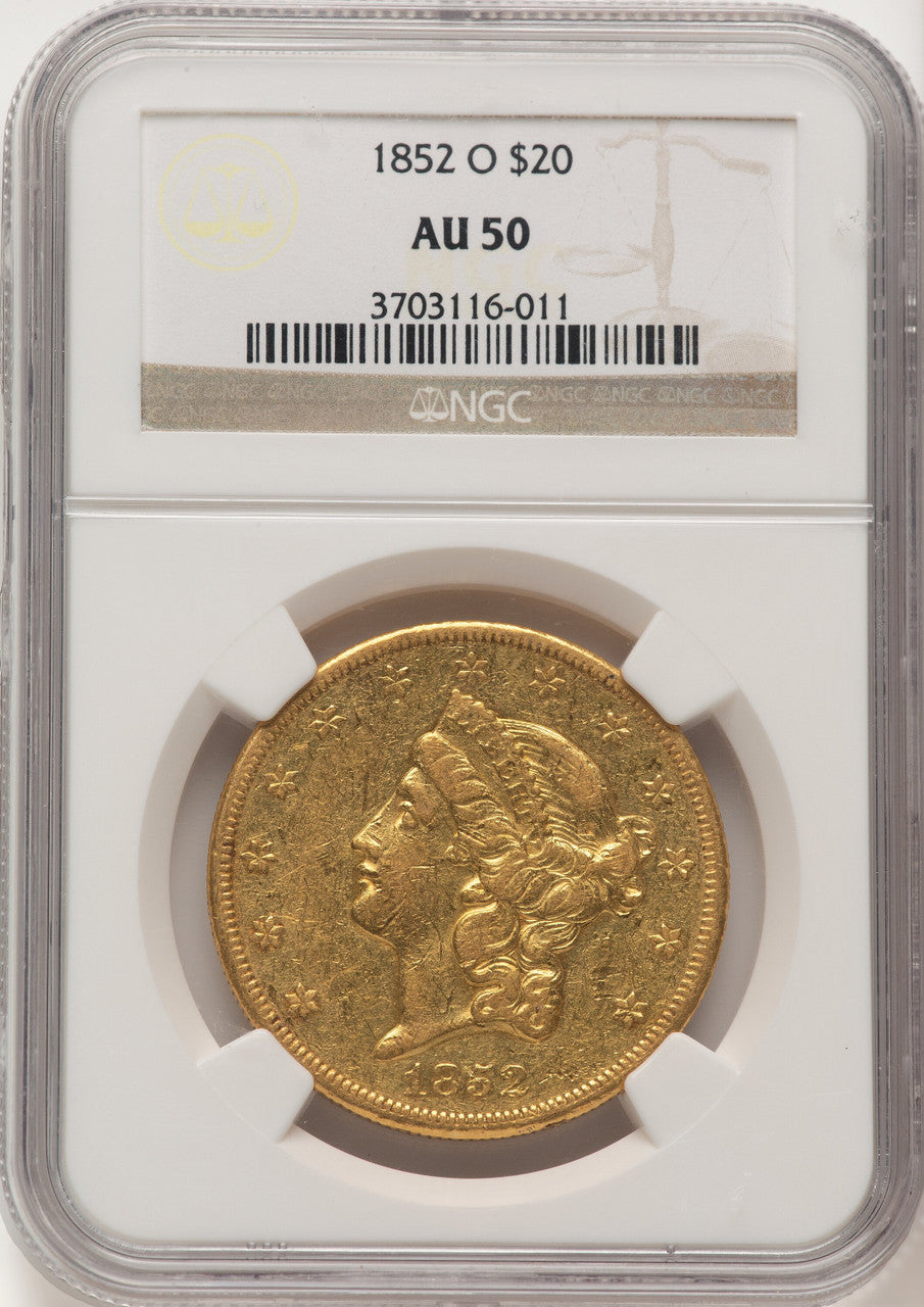 1852-O $20 Liberty Double Eagle NGC AU50