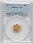 1857 G$1 Gold Dollar PCGS MS62 (775176003)