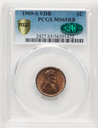 1909-S 1C VDB RB CAC Lincoln Cent PCGS MS65