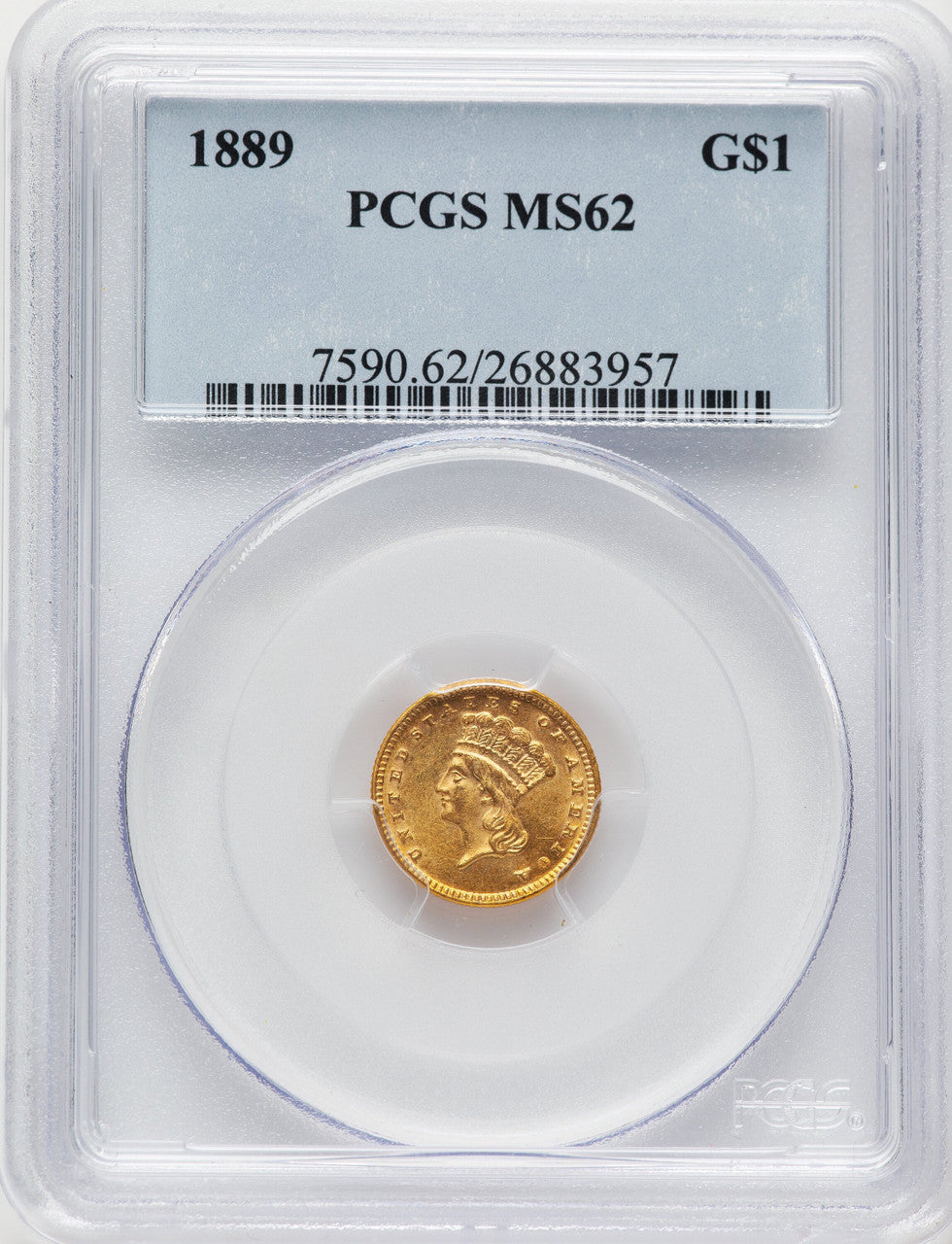 1889 G$1 Gold Dollar PCGS MS62