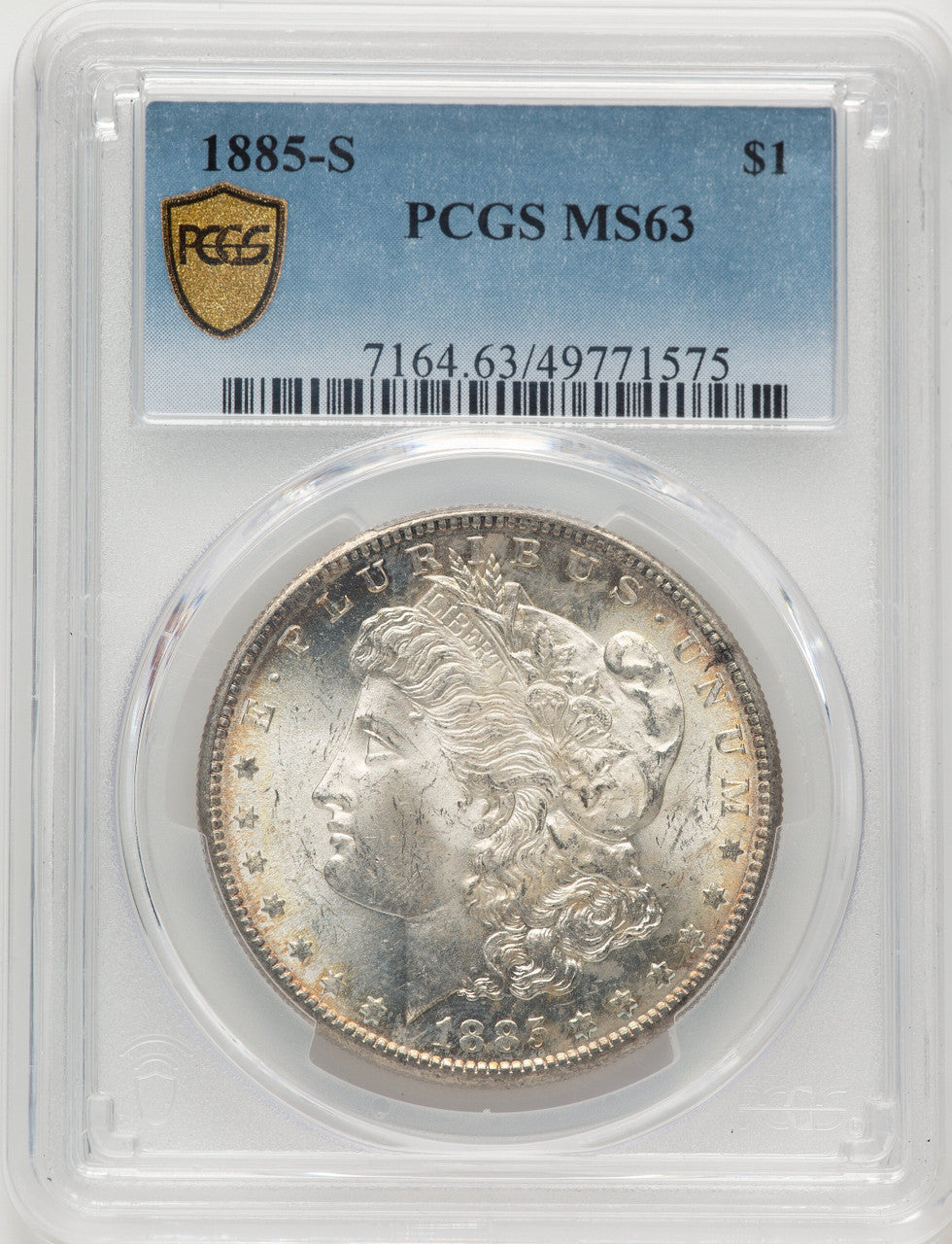 1885-S Blue Gradient Morgan Dollar PCGS MS63