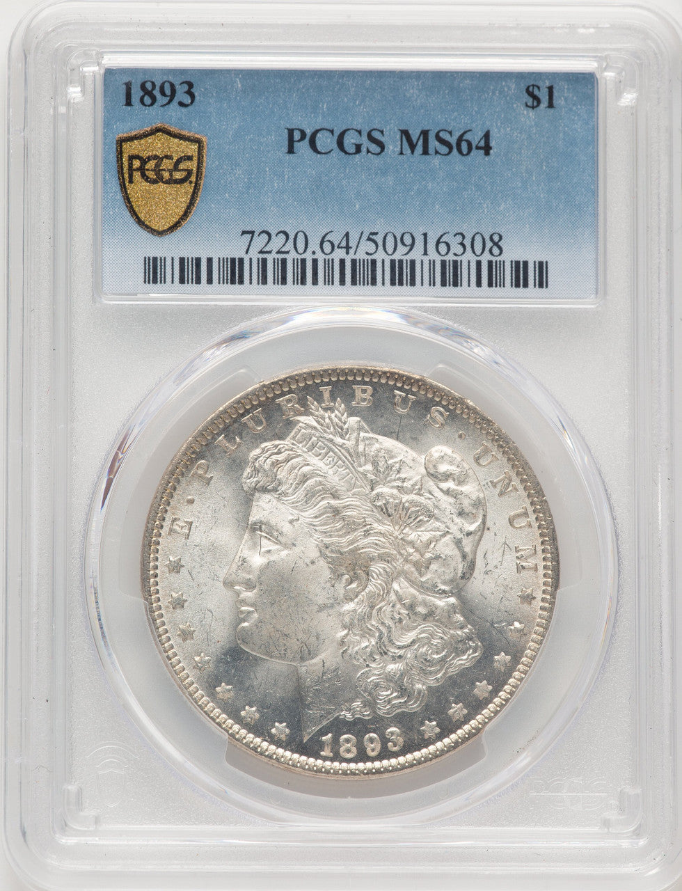 1893 Blue Gradient Morgan Dollar PCGS MS64