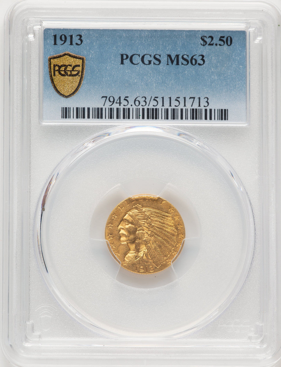 1913 $2.50 Indian Quarter Eagle PCGS MS63 (774890007)