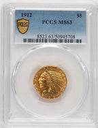 1912 $5 Indian Half Eagle PCGS MS63 (772632011)