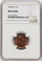 1924-D 1C RB Lincoln Cent NGC MS64 (771340015)