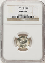 1917-S 10C FB Mercury Dime NGC MS67