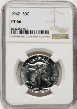 1942 50C Proof Walking Liberty Half Dollar NGC PR66