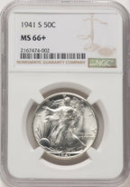 1941-S 50C Walking Liberty Half Dollar NGC MS66+ (520369005)