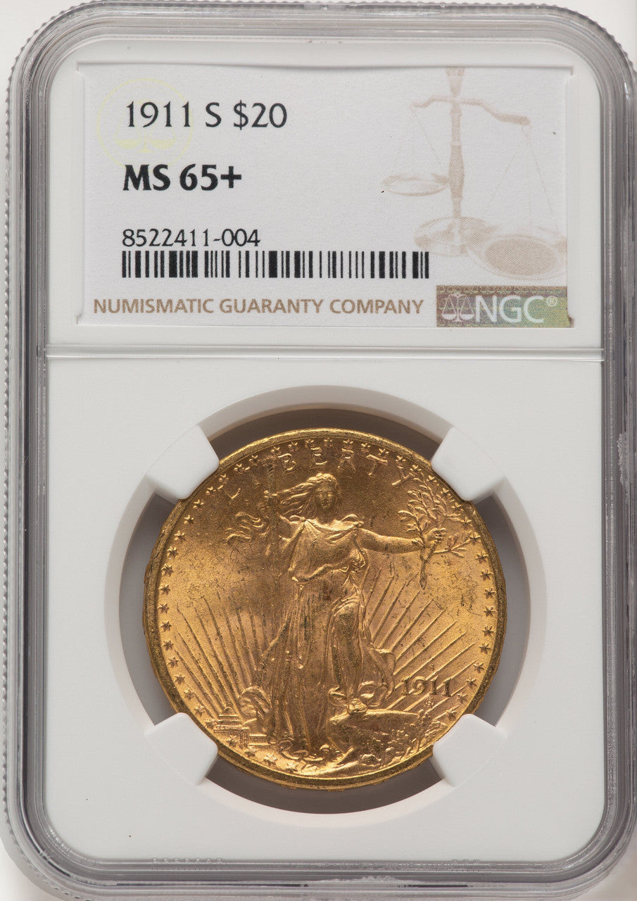 1911-S $20 Saint-Gaudens Double Eagle NGC MS65+ (774732007)